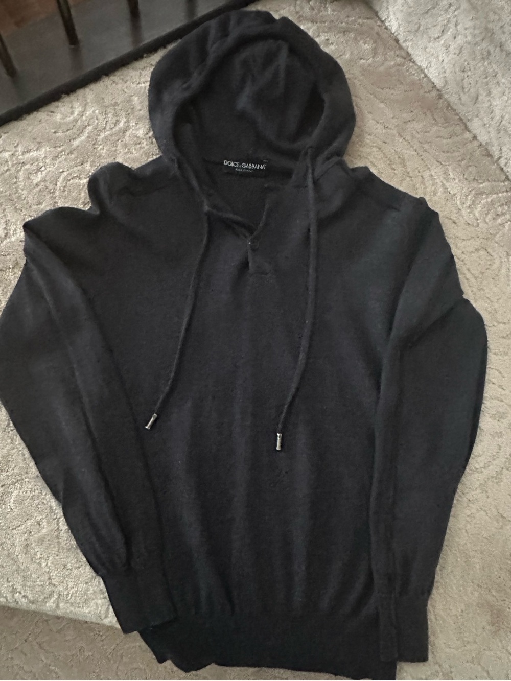 Dolce & Gabbana Dark Grey Hooded Knit Sweater